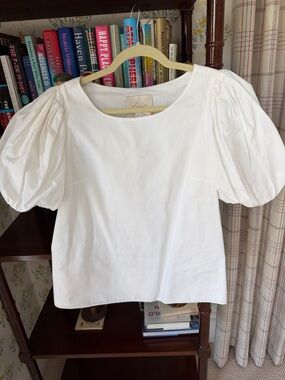 Charlotte Brody Women's White Puff Sleeve Cotton Blouse